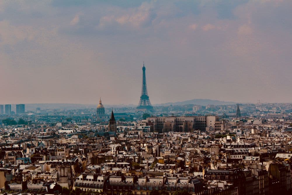 The Eiffel Tower rising above Paris